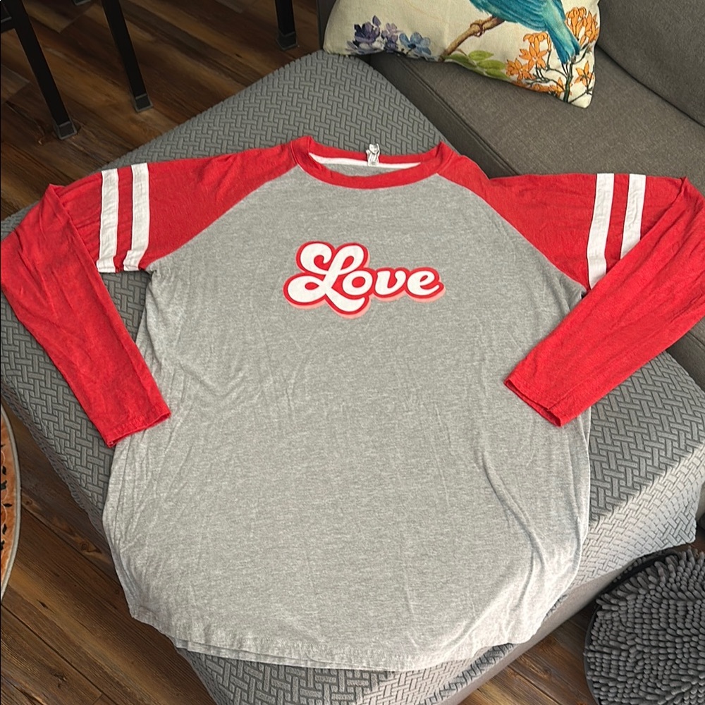 Red and Gray Love Raglan Shirt